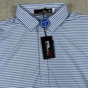 NWT RLX Ralph Lauren Men's XL 3M Open Blue Striped Wicking Performance Golf Polo